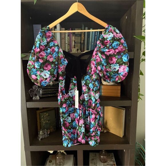 NWT For Love and Lemons Marley Black Floral Mini Dress Size XS $250 MSRP - Picture 6 of 10